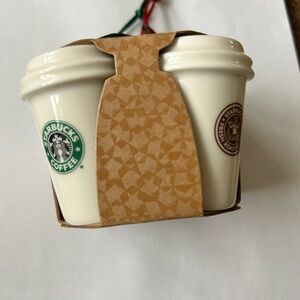 Starbucks Brown and White Coffee Cup Ornament set 2011